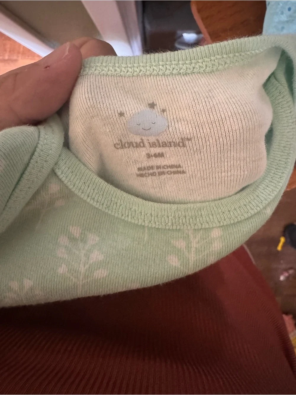 cloud island Mint Green Floral Long-Sleeve Baby One-Piece